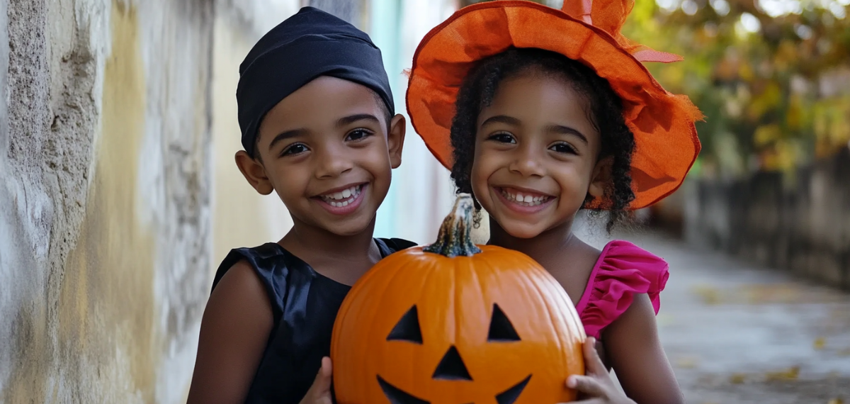 Cuban families celebrating Halloween with homemade costumes