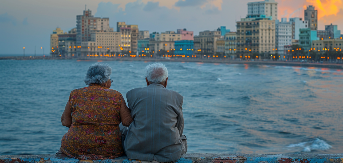 Cuban family on the Havana seafront